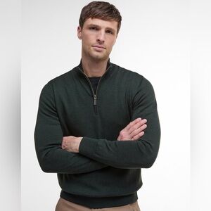 Barbour Dark Green Zip Up Sweater